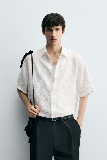 CAMISA FLUIDA ESTRUCTURA - Blanco roto de Zara
