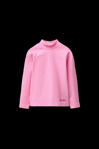 Zara BREATHABLE RIBBED SHIRT WITH RAISED TEXT - Pink - Image 0