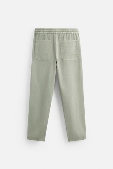 PANTALON EN COTON ET EN LIN - Kaki clair de Zara - Image 6