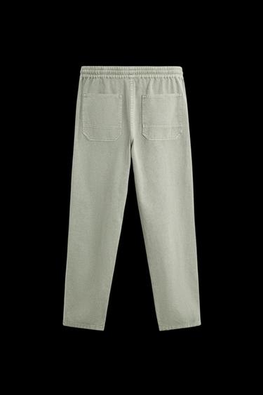 PANTALÓN ALGODÓN - LINO - Khaki claro de Zara