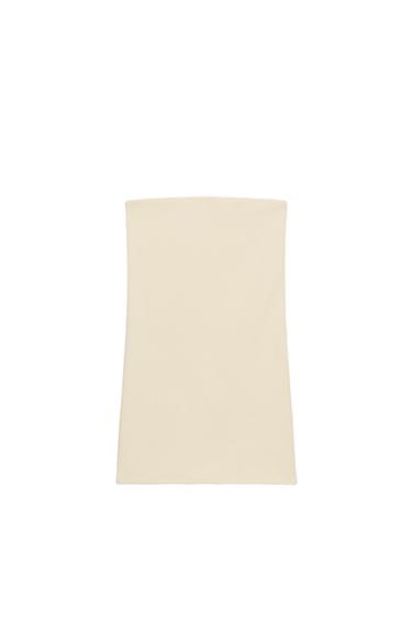 Zara STRETCH BANDEAU DRESS - Ecru