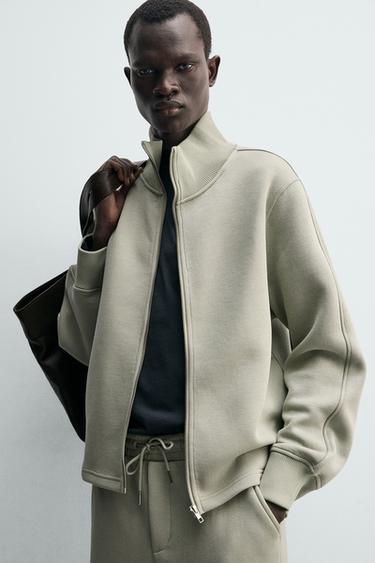 SUDADERA INTERLOCK CREMALLERA - Menta de Zara