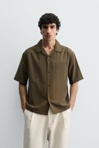 Zara RELAXED FIT FLOWY SHIRT - Brown / Taupe