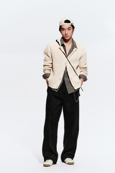 Zara 車線扭轉打褶長褲 - 黑色