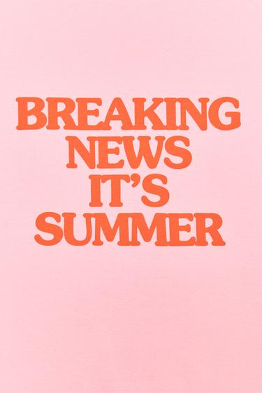 T-SHIRT WITH SLOGAN - Pink by Zara - Image 6