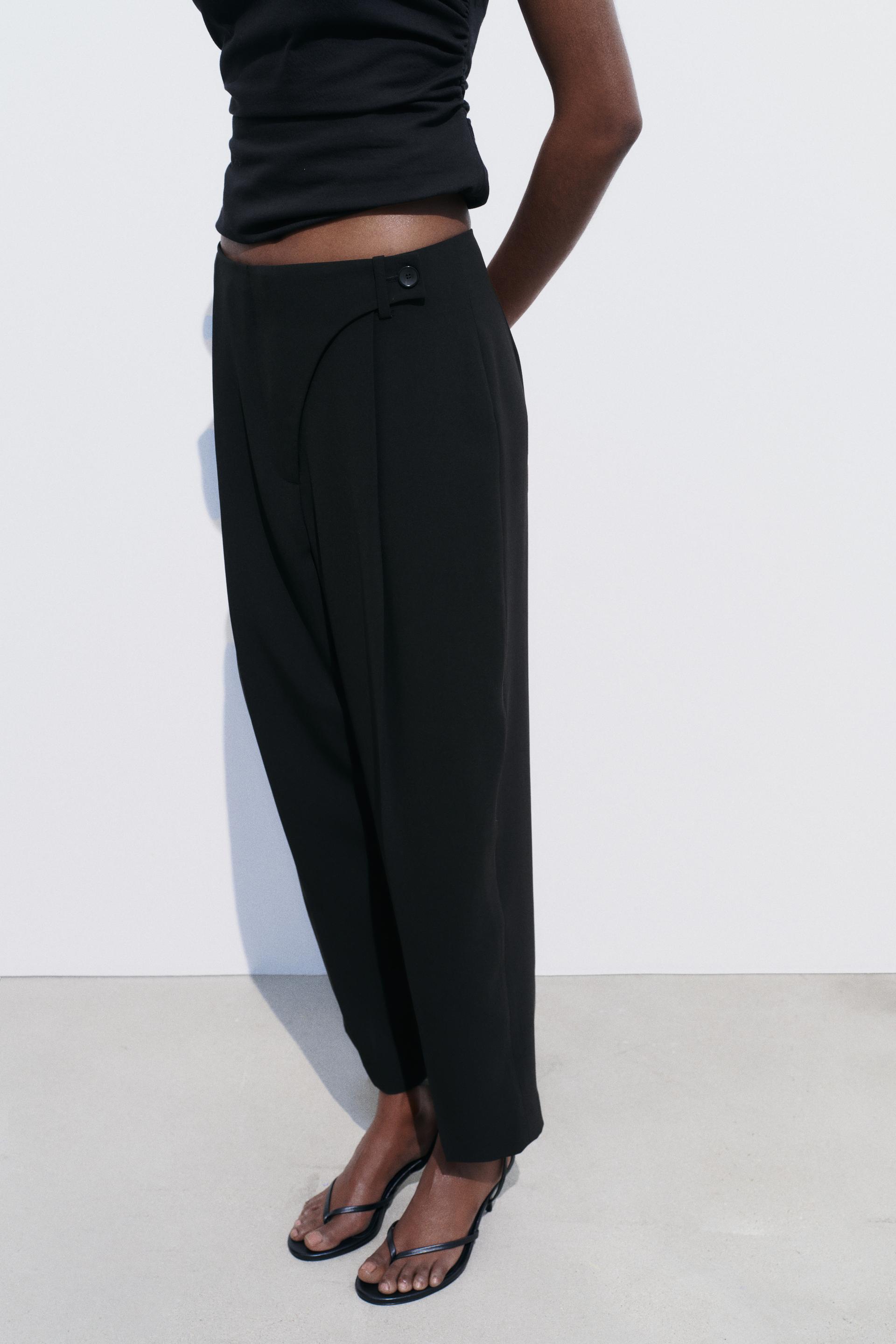 LINEN TROUSERS WITH BELT - Black