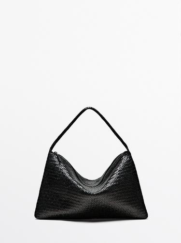 Bolso satchel grande trenzado piel napa - Negro de Zara