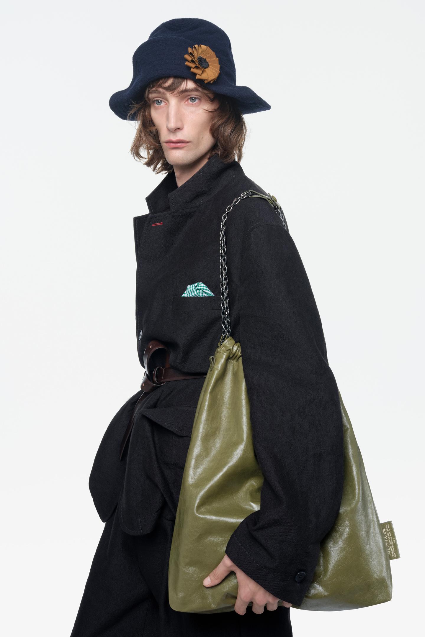 Женская сумка Zara Limited Edition Tri-Chic Large Leather, цвет: Хаки зелёный — фото 3