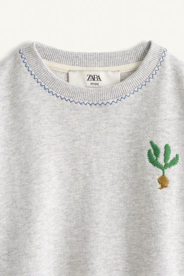 LIMITED EDITION EMBROIDERED SWEATSHIRT - Grey marl by Zara - Image 7