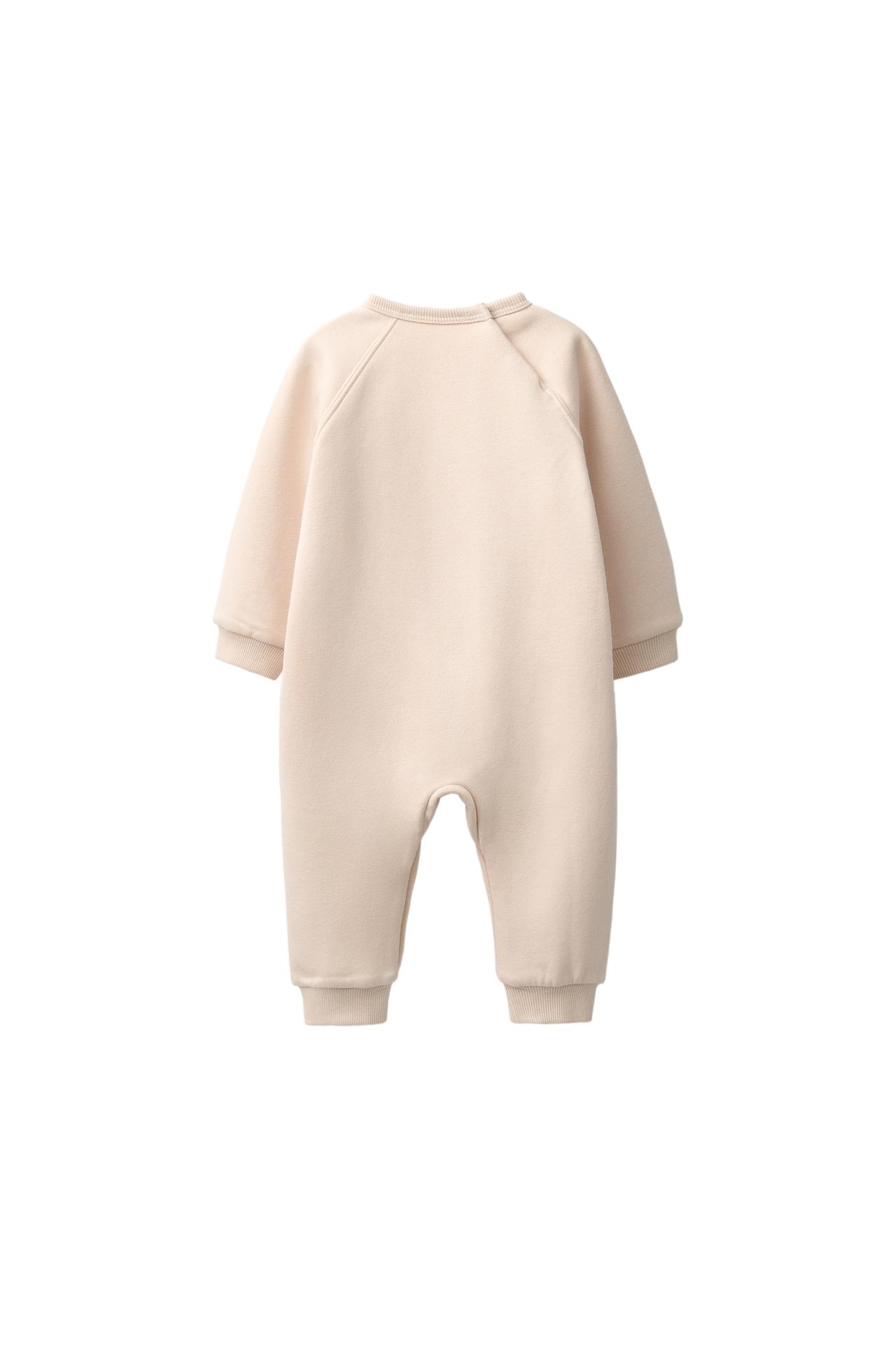 COW EMBROIDERED LONG JUMPSUIT — Beige-pink