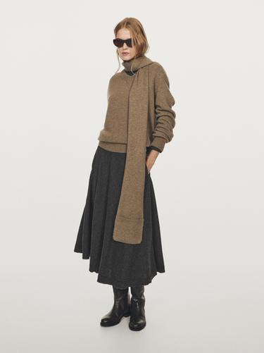 Jupe midi ample à carreaux vichy - Noir de Zara