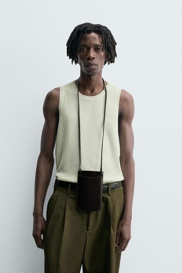 მაისური ნაქსოვი TANK სტრუქტურა - Zara-ს Light blue