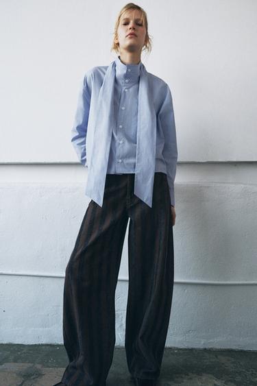 CAMISA LLAÇ ZW COLLECTION - Blau de Zara