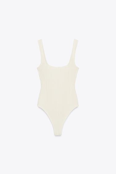 BODY À BRETELLES STRUCTURÉ - Écru de Zara - Image 4