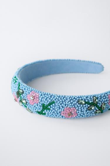 BEADED FLOWER HEADBAND - Light blue by Zara - Image 1