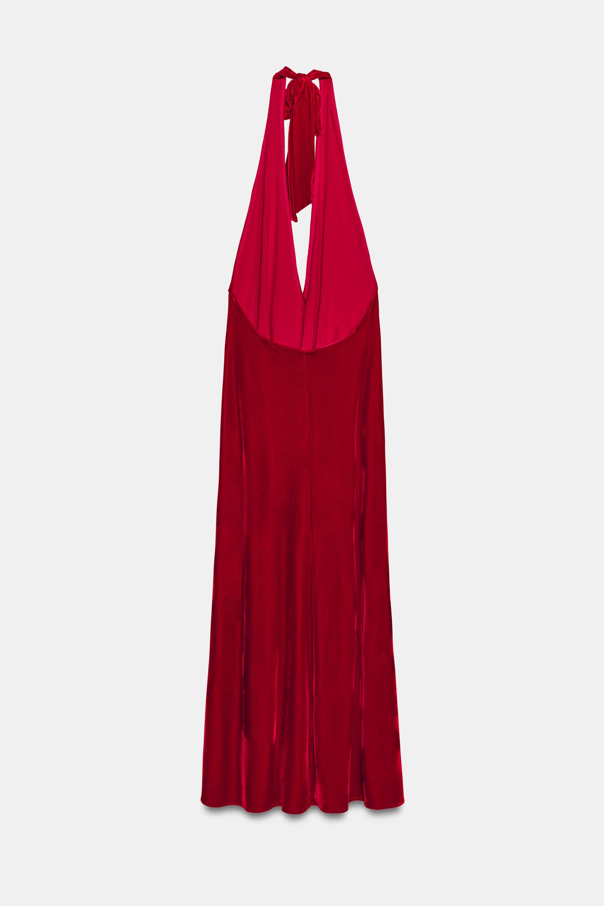 VELVET HALTER DRESS