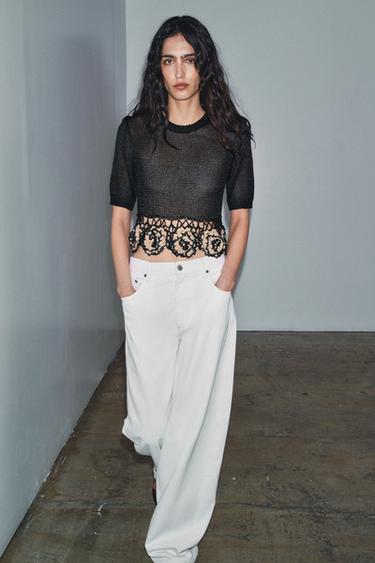 MEGZTA PALAIDINĖ GĖLĖMIS – Juoda / nebalintos drobės – „Zara“