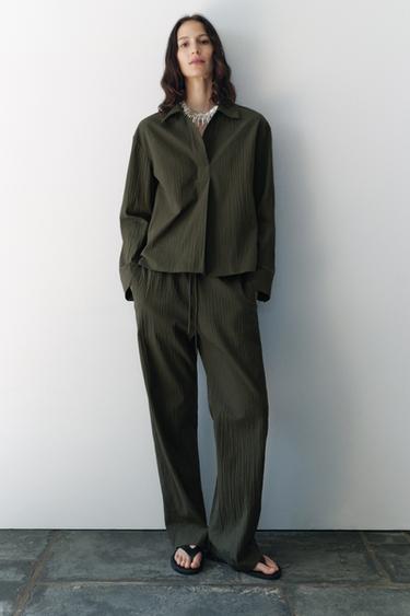 БРЮКИ В ПИЖАМНОМ СТИЛЕ — ZW COLLECTION — ХАКИ от Zara