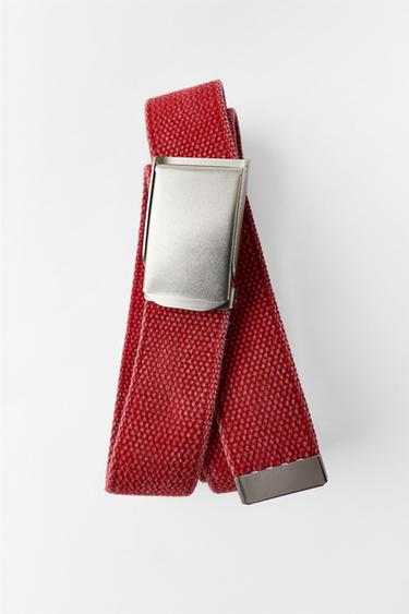 FRUIT OF THE LOOM™ FABRIC BELT WITH PLATE BUCKLE — Red 1
