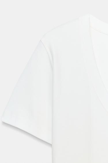 INTERLOCK SHORT SLEEVE T-SHIRT - Oyster-white by Zara - Image 9