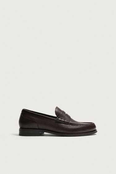 LEATHER PENNY LOAFERS - Brown by Zara - Image 0