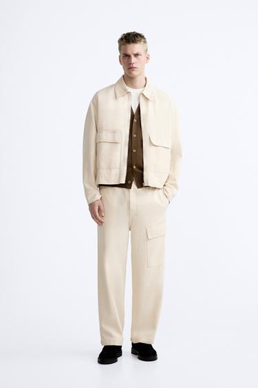 STRAIGHT CARGO TROUSERS - Ecru by Zara - Image 0