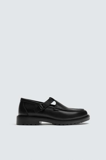 LEATHER BUCKLE SHOES - Black by Zara