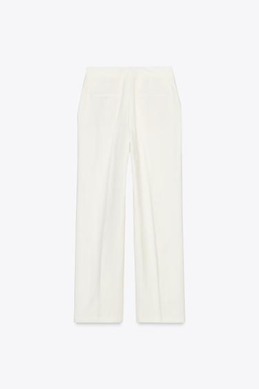 WRINKLED-EFFECT STRAIGHT-LEG TROUSERS - Ecru by Zara - Image 4