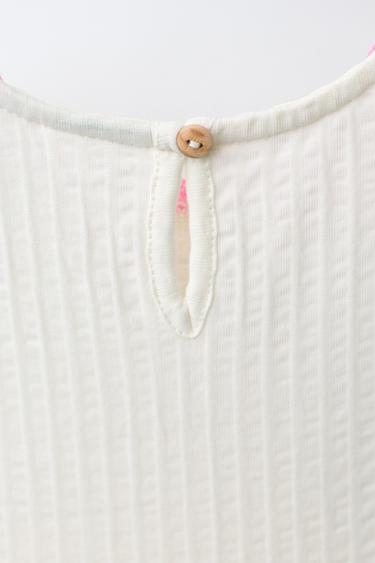 ROBE BIMATIÈRE TEXTURÉE À FLEURS - Écru de Zara - Image 3