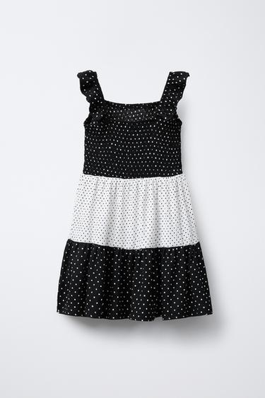 ROBE À EMPIÈCEMENTS À POIS - Écru / Noir de Zara - Image 1