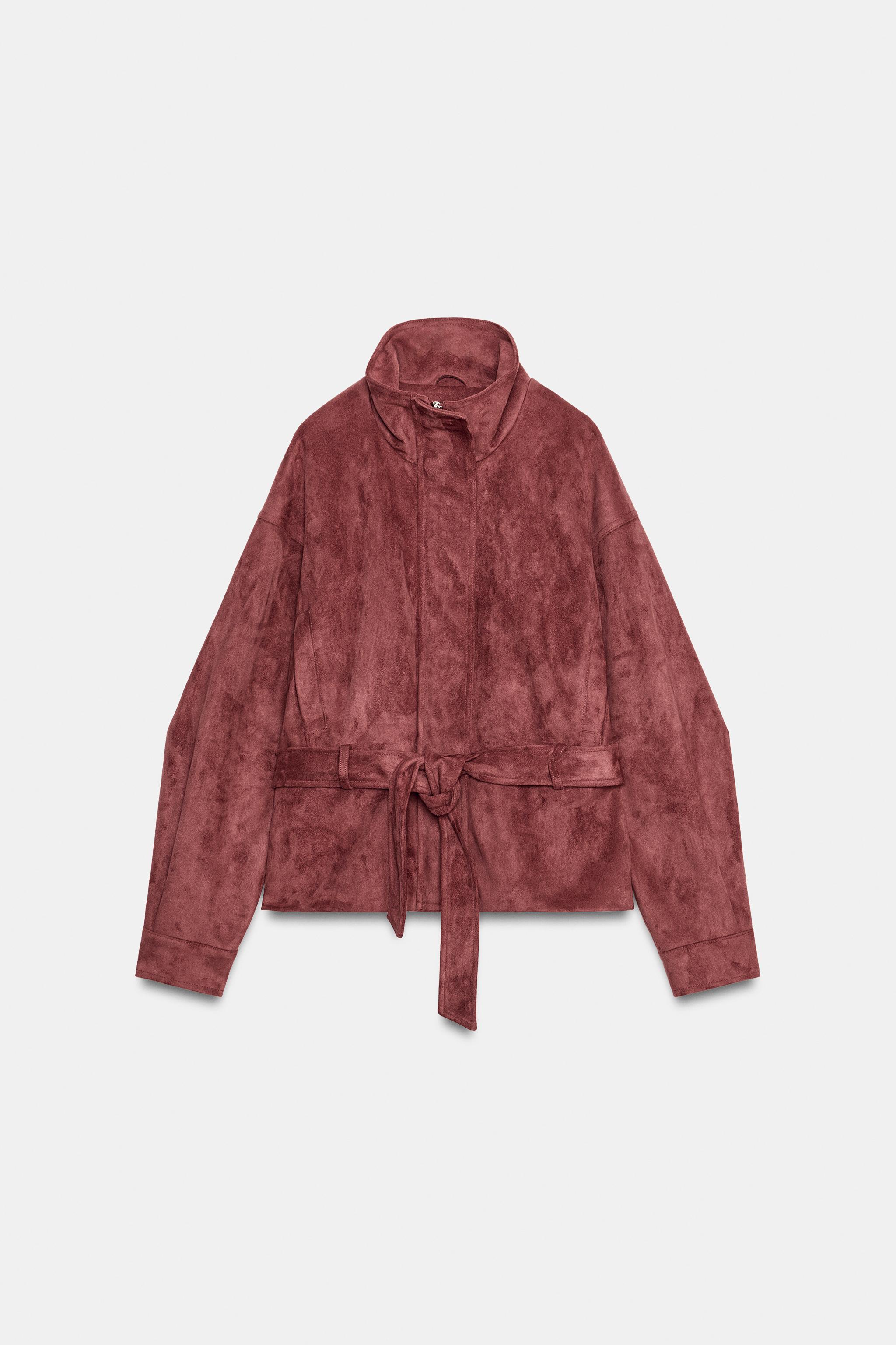 BLOUSON EFFET DAIM AVEC CEINTURE