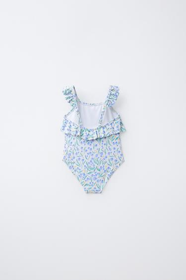 2-6 YEARS/ LEAF PRINT SWIMSUIT WITH RUFFLES - Blue by Zara - Image 1