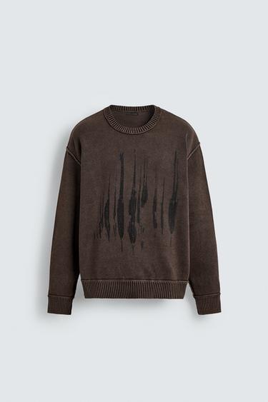 WASHED PRINT SWEATER - Brown by Zara