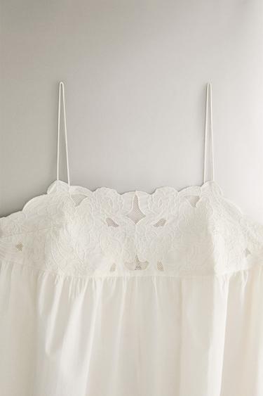 EMBROIDERED COTTON NIGHTDRESS - Ecru by Zara - Image 1