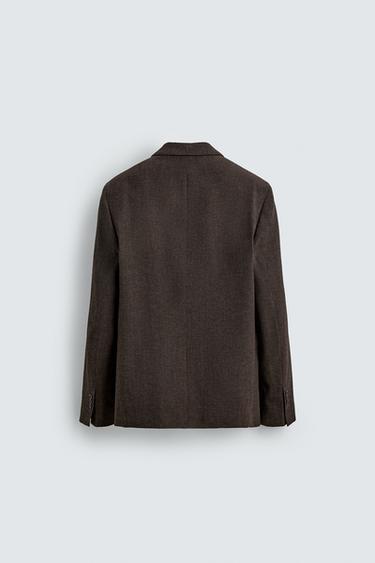 BLAZER CROISÉ EN LAINE - Marron foncé de Zara - Image 8