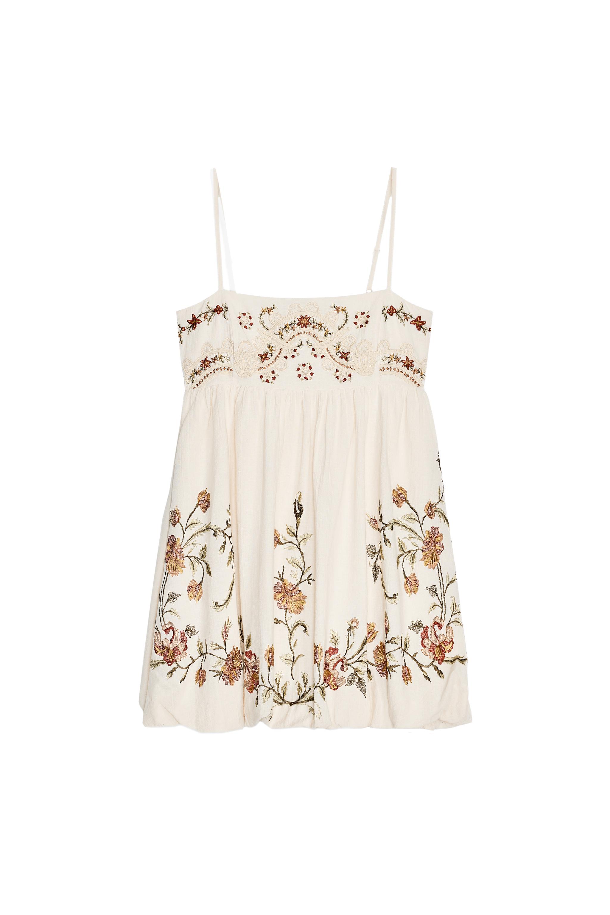 sachin and babi light blue dress ZW COLLECTION FLORAL EMBROIDERY MINI DRESS - Ecru main image 1