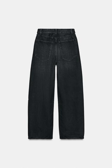 JEANS TRF MIT UMGELEGTEM BUND UND MITTELHOHEM BUND - Schwarz von Zara
