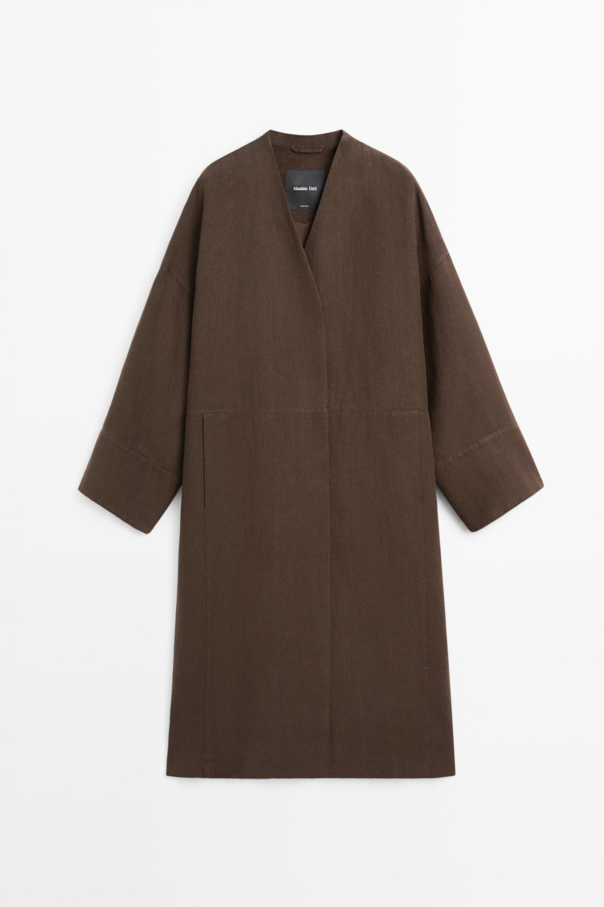 100% linen trench coat