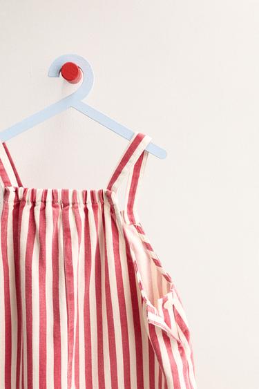 ZARA TIMELESS - STRIPED LONG DUNGAREES - Red by Zara