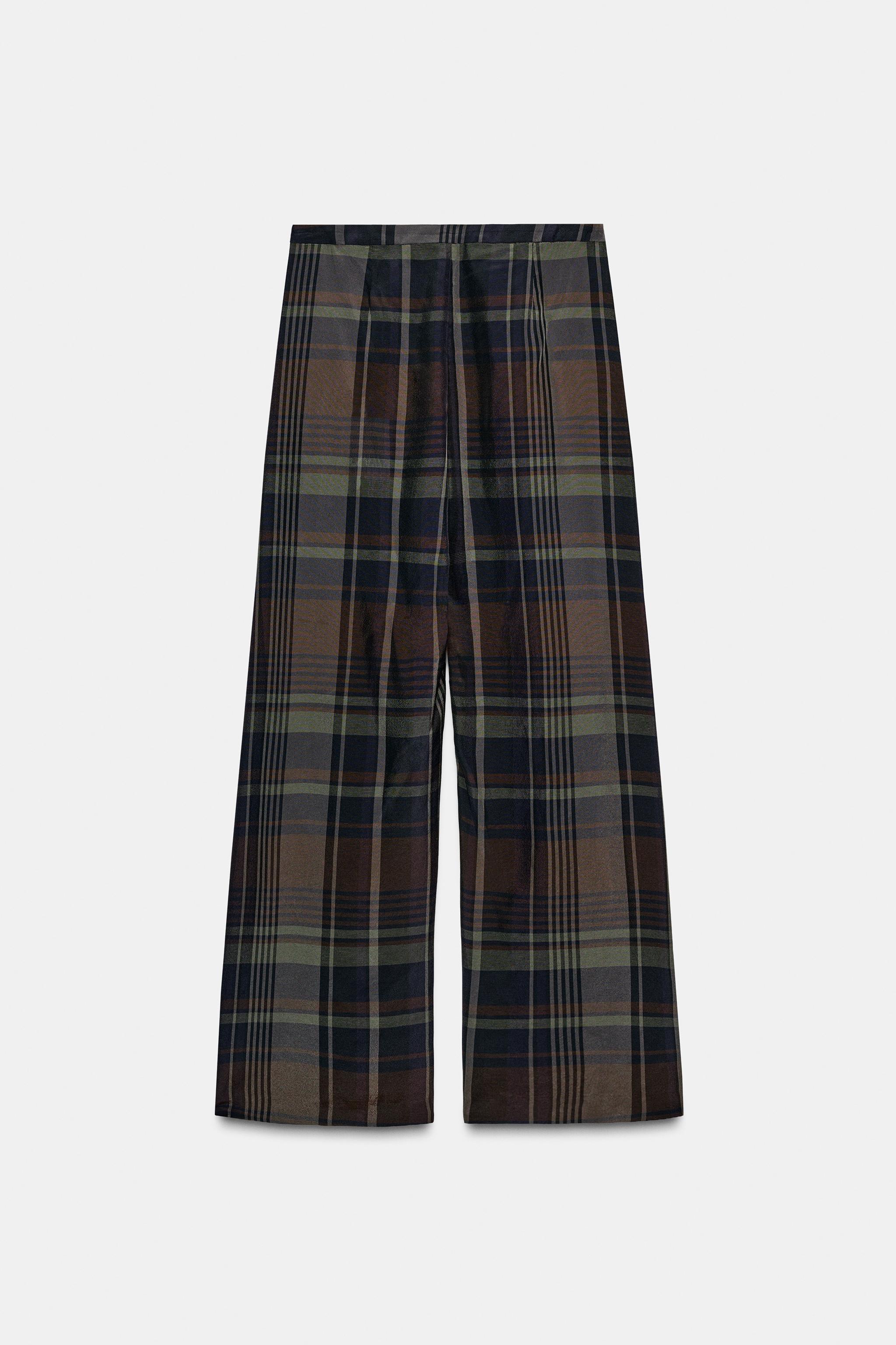 ZW COLLECTION PLAID BALLOON PANTS Blue ZARA Canada