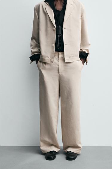 RELAXED FIT TROUSERS - Beige by Zara
