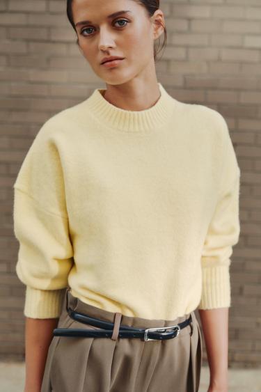 SOFT KNIT SWEATER — Light yellow 1