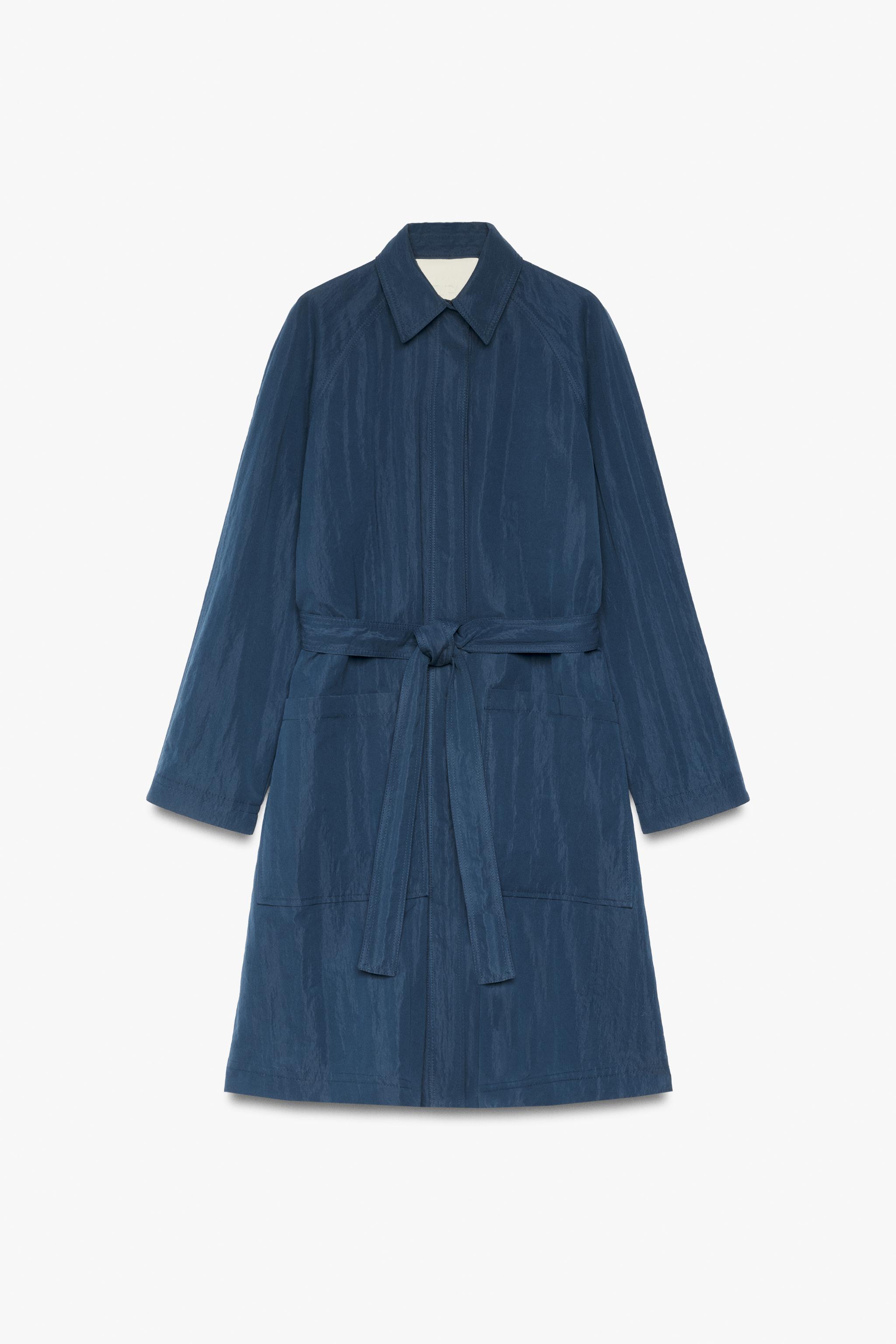 Zw Collection Belted Crinkle-Effect Coat by Zara