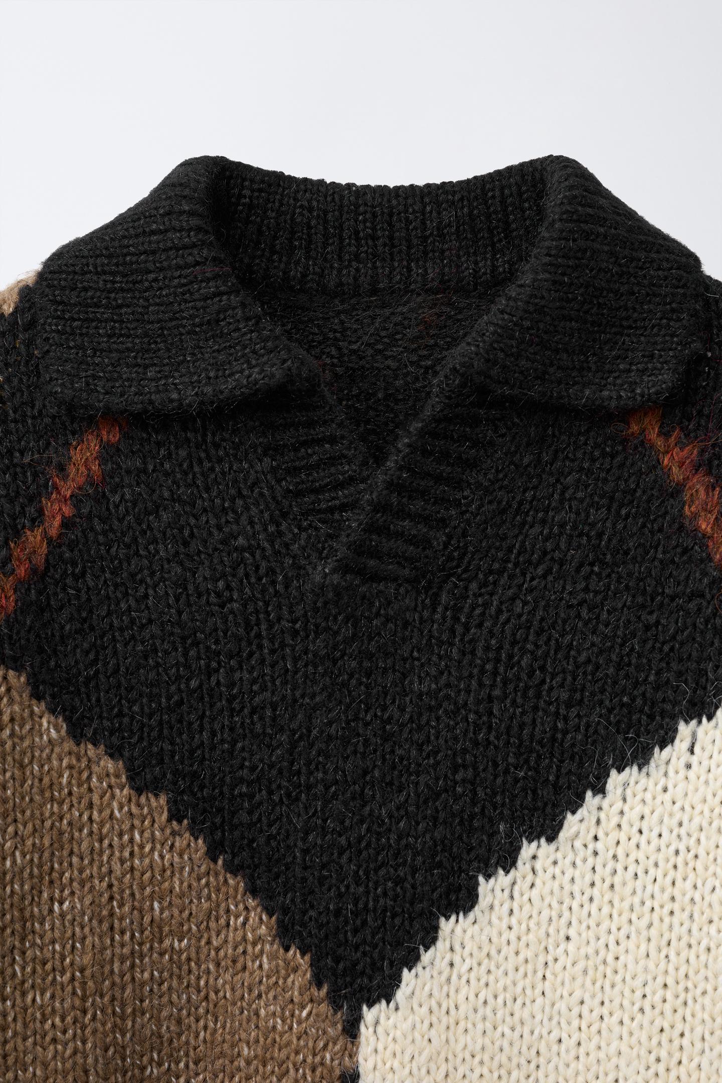Свитер Zara Argyle Knit, цвет: Разноцветный — фото 3