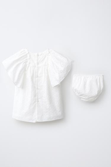 ENSEMBLE ROBE ET CULOTTE BRODÉS - Blanc de Zara - Image 1