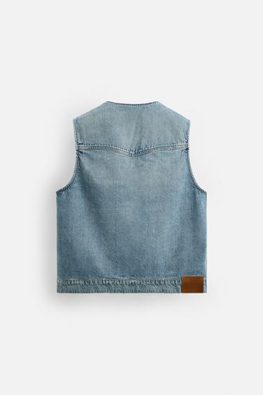 WASHED DENIM WAISTCOAT - Mid-blue by Zara - Image 7
