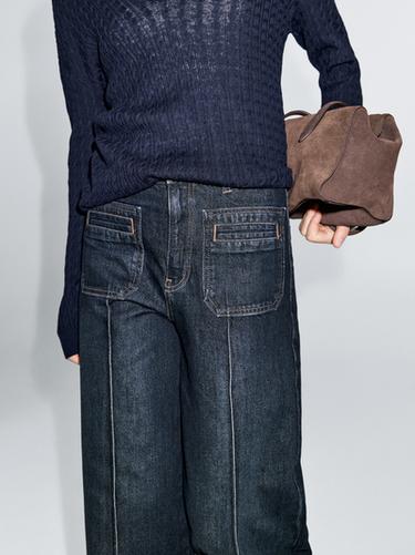 Zara Mid-rise wide-leg jeans - Mid-blue
