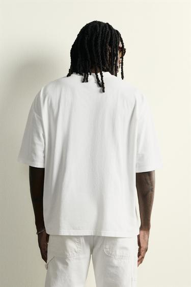 Zara BASIC WASHED RELAXED FIT T-SHIRT - White