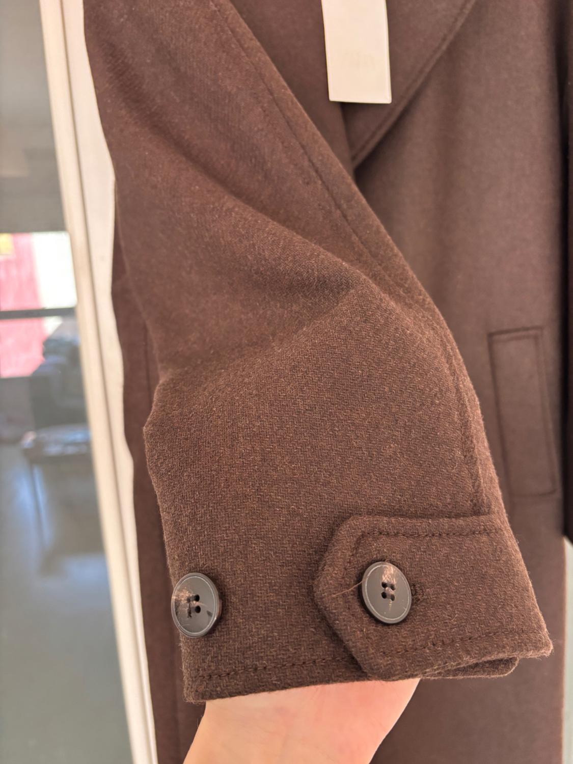 COAT WITH COMBINED LEATHER EFFECT COLLAR - Image 3