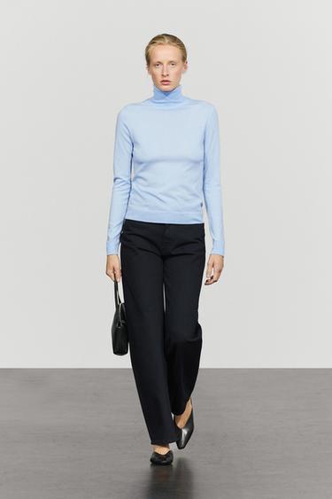 Zara Wool-blend turtleneck knit sweater - Sky blue - Image 0